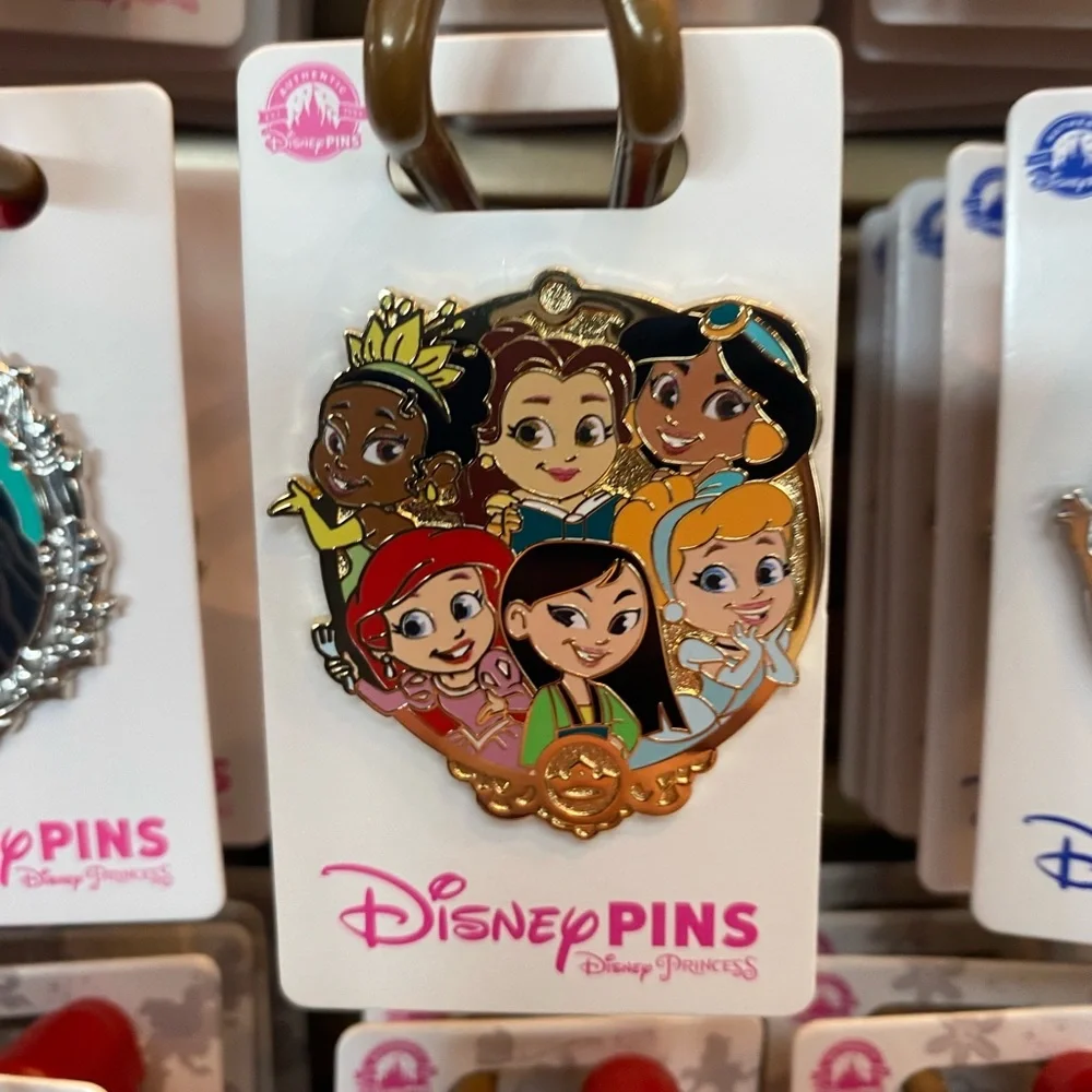 NEW Disney Parks Princess Cluster Pin Mulan Cinderella Ariel Belle Tiana Jasmine - Picture 1 of 1